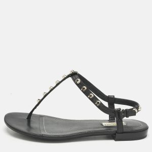 Balenciaga Black Leather Arena Thong Flats Size 39.5, Flats - Luxury Closet catalog