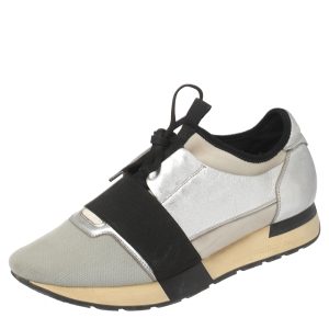 Balenciaga Silver/Black Leather And Fabric Race Runner Sneakers Size 40, Athletic Shoes & Sneakers - Luxury Closet catalog