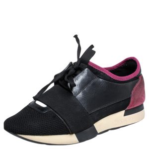 Balenciaga Black/Pink Leather And Mesh Race Runner Sneakers Size 38, Athletic Shoes & Sneakers - Luxury Closet catalog