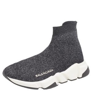 Balenciaga Black/Silver Glitter Knit Fabric Speed Trainer Sneakers Size 35, Athletic Shoes & Sneakers - Luxury Closet catalog