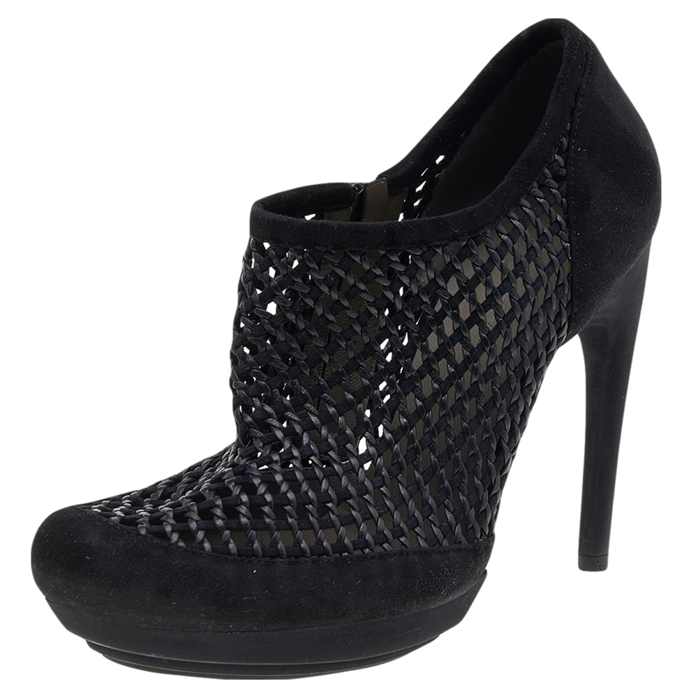 Balenciaga Black Netted Suede Ankle Booties Size 38.5, Boots - Luxury Closet catalog