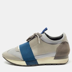Balenciaga Grey/Blue Mesh and Leather Race Runner Sneakers Size 37, Athletic Shoes & Sneakers - Luxury Closet catalog