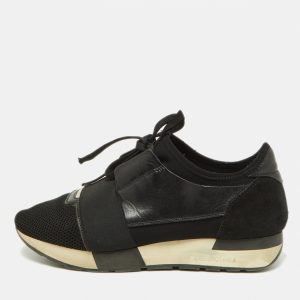 Balenciaga Black Leather,Suede and Mesh Race Runner Sneakers Size 39, Athletic Shoes & Sneakers - Luxury Closet catalog