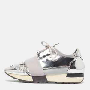 Balenciaga Silver Leather and Mesh Race Runner Sneakers Size 36, Athletic Shoes & Sneakers - Luxury Closet catalog