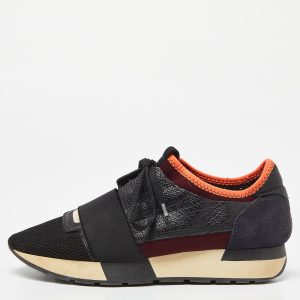 Balenciaga Black Mesh and Textured Leather Race Runner Sneakers Size 37, Athletic Shoes & Sneakers - Luxury Closet catalog