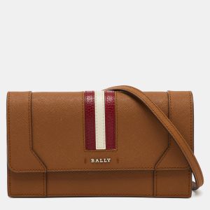 Bally Brown Saffiano Leather Stafford Flap Crossbody Bag, Handbags - Luxury Closet catalog