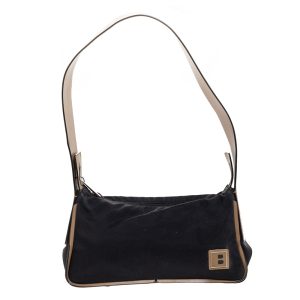 Bally Black/Beige Nylon and Leather Baguette Bag, Shoulder Bags - Luxury Closet catalog