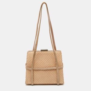 Bally Beige Watersnake Leather and Suede Metal Frame Shoulder Bag, Shoulder Bags - Luxury Closet catalog
