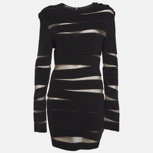 Balmain Black Open Knit Long Sleeve Mini Dress L, Dresses - Luxury Closet catalog