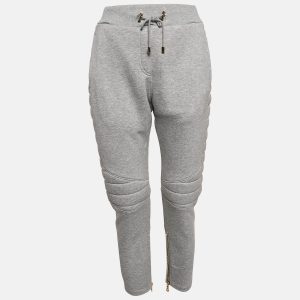 Balmain Grey Knit Zip and Puffer Detail Trackpants M, Clothing - Luxury Closet catalog