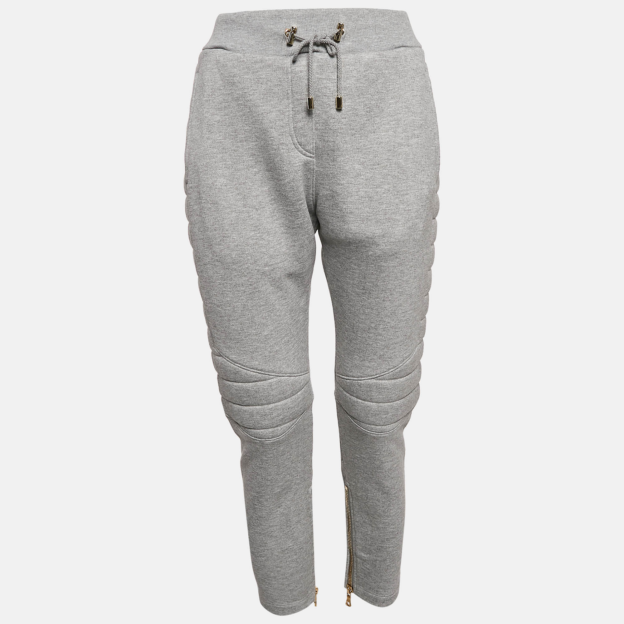 Balmain Grey Knit Zip and Puffer Detail Trackpants M, Clothing - Luxury Closet catalog