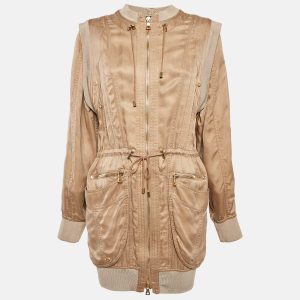 Balmain Beige Gabardine Long Zip-Up Jacket S, Coats & Jackets - Luxury Closet catalog