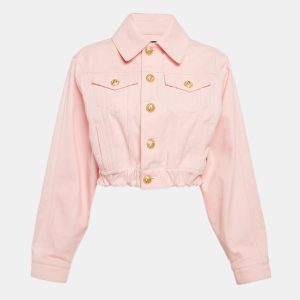 Balmain Pink Denim Buttoned Detailed Cropped Jacket S, Coats & Jackets - Luxury Closet catalog