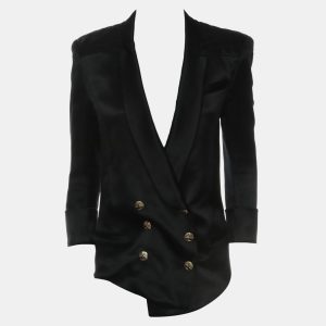 Balmain Black Double-Breasted Blazer With Quilted Shoulder FR 36, Coats & Jackets - Luxury Closet catalog