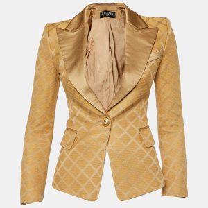 Balmain Beige Diamond Pattern Cotton & Silk Tailored Blazer S, Coats & Jackets - Luxury Closet catalog