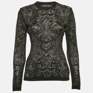 Balmain Black Patterned Mesh Sheer Pullover M, Sweaters & Cardigans - Luxury Closet catalog