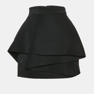 Balmain Black Wool Ruffled Mini Skirt L, Skirts - Luxury Closet catalog