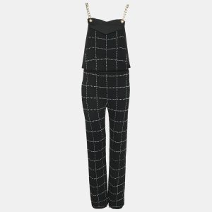 Balmain Black Patterned Knit Chain Strap Detail Jumpsuit M, Suits - Luxury Closet catalog