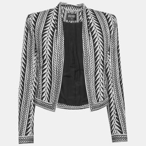 Balmain Black/White Tribal Pattern Jacquard Open Front Jacket, Coats & Jackets - Luxury Closet catalog