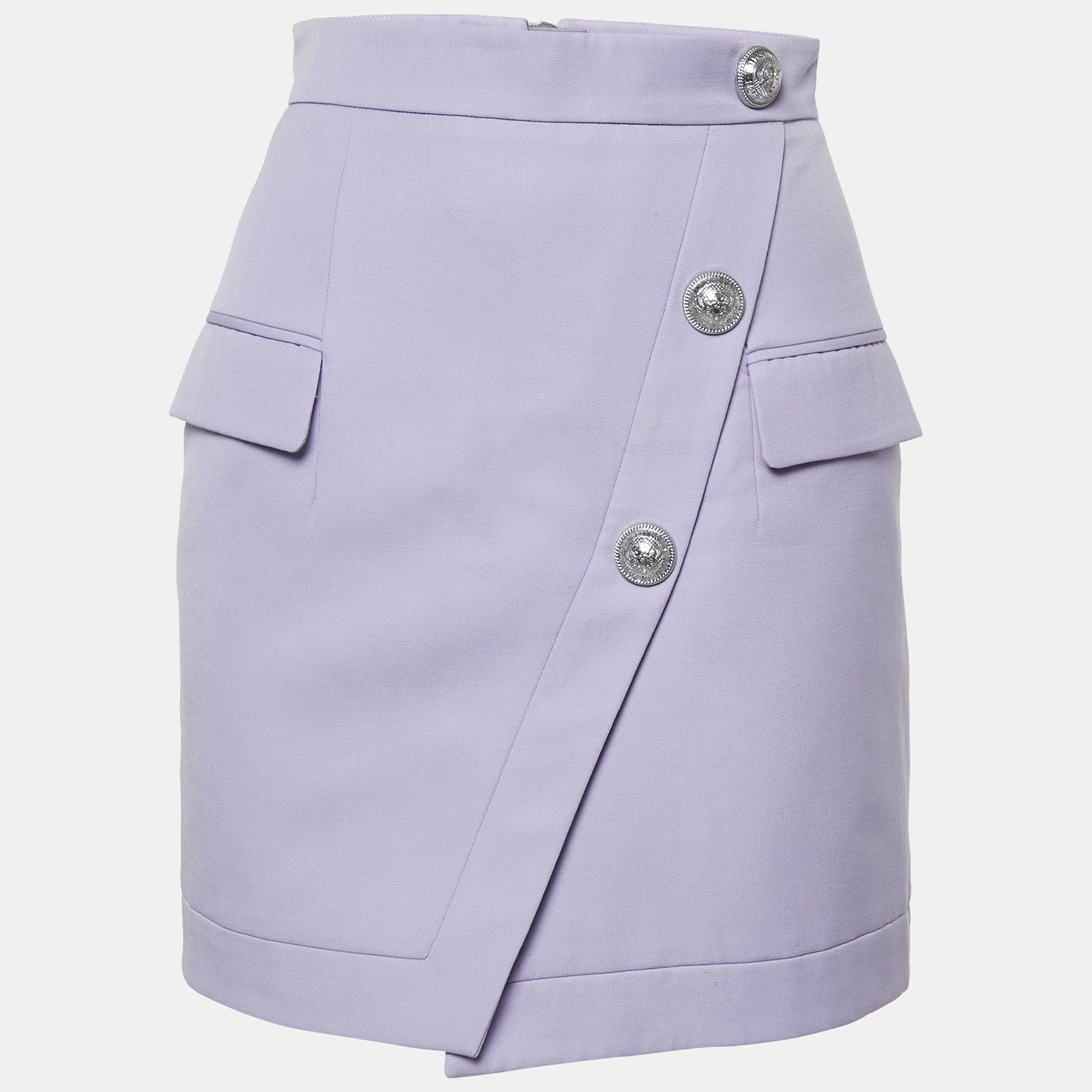 Balmain Lavender Wool Button Detail Mini Skirt S, Skirts - Luxury Closet catalog