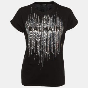 Balmain Black Logo Embellished Crew Neck T-Shirt XS, Shirts & Tops - Luxury Closet catalog