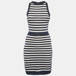 Balmain Navy Blue/White Stripe Knit Sleeveless Mini Dress S, Dresses - Luxury Closet catalog