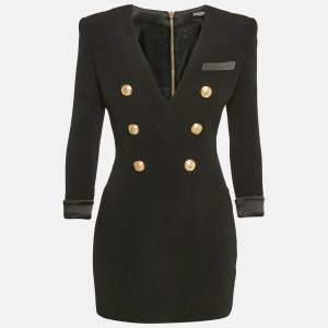 Balmain Black Crepe Double Breasted Mini Dress M, Dresses - Luxury Closet catalog
