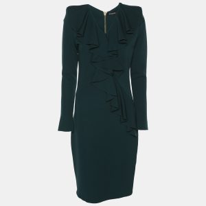 Balmain Green Crepe Ruffle Midi Dress M, Dresses - Luxury Closet catalog