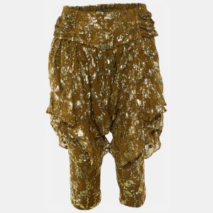 Balmain Olive Green Textured Lurex Chiffon Harem Pants M, Clothing - Luxury Closet catalog