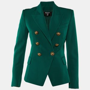 Balmain Green Wool Double Breasted Blazer M, Coats & Jackets - Luxury Closet catalog