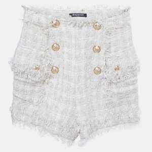 Balmain Cream Tweed Raw Edge Detail Shorts S, Shorts - Luxury Closet catalog