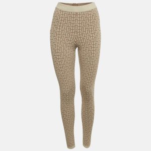 Balmain Brown Monogram Jacquard Lurex Leggings S, Clothing - Luxury Closet catalog
