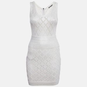 Balmain Ivory Lurex Knit Sleeveless Mini Dress S, Dresses - Luxury Closet catalog