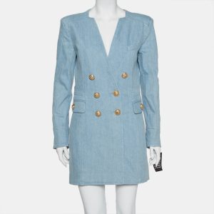Balmain Blue Denim Double Breasted Mini Dress L, Dresses - Luxury Closet catalog
