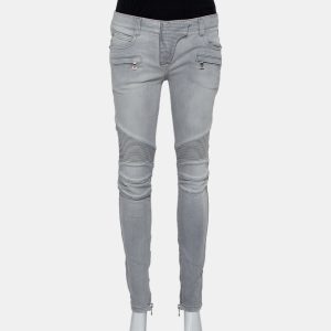 Balmain Grey Denim Biker Jeans M, Jeans - Luxury Closet catalog