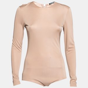 Balmain Nude Stretch Knit Long Sleeve Bodysuit M, Shirts & Tops - Luxury Closet catalog