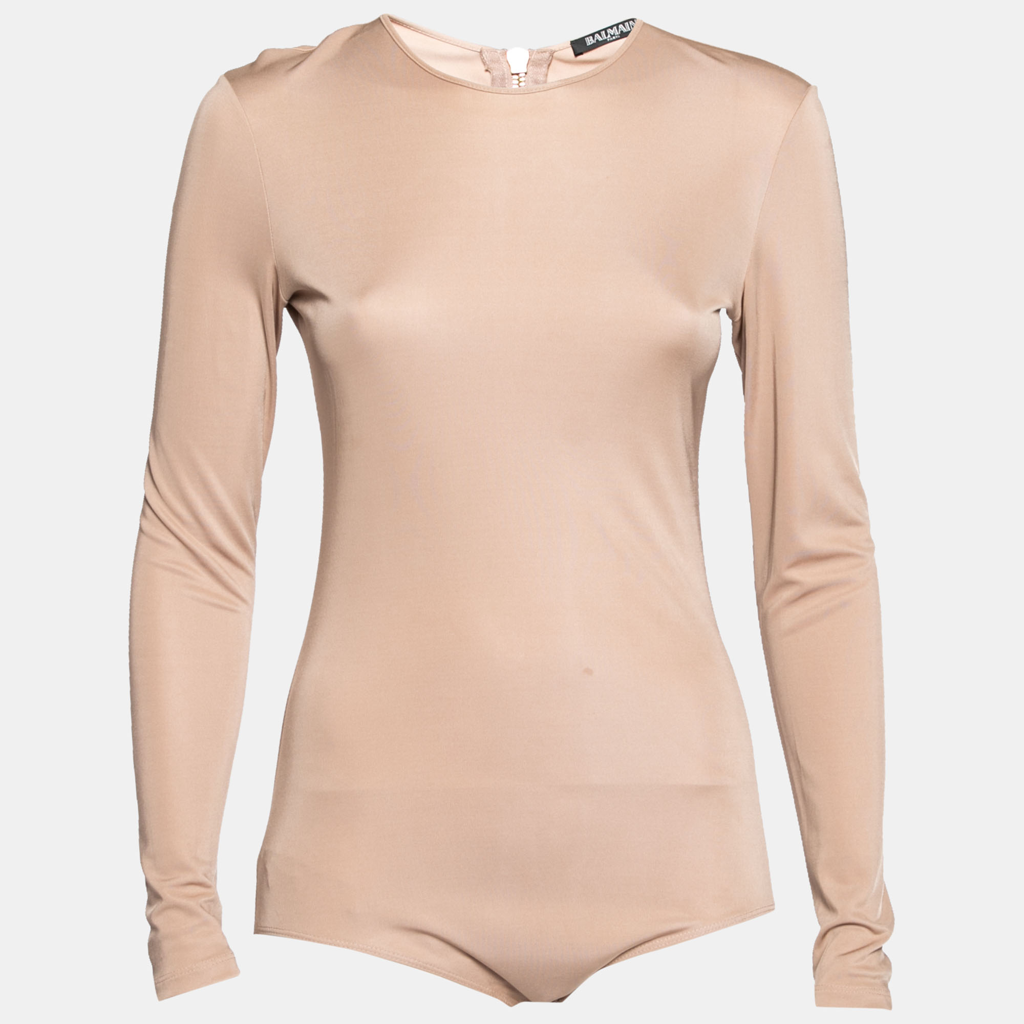 Balmain Nude Stretch Knit Long Sleeve Bodysuit M, Shirts & Tops - Luxury Closet catalog