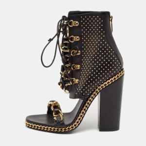 Balmain Black Leather Chain Lace Up Ankle Sandals Size 39, Sandals - Luxury Closet catalog