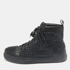 Balmain Black Leather Studded High Top Sneakers Size 40, Athletic Shoes & Sneakers - Luxury Closet catalog