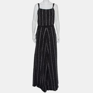 Bazza Alzouman Black Silk Sequin Embellished Open Back Wide Leg Jumpsuit L, Suits - Luxury Closet catalog