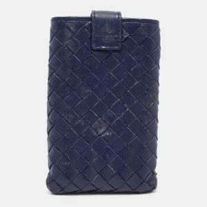 Bottega Veneta Dark Blue Intrecciato Leather Phone Case, Mobile Phone Cases - Luxury Closet catalog