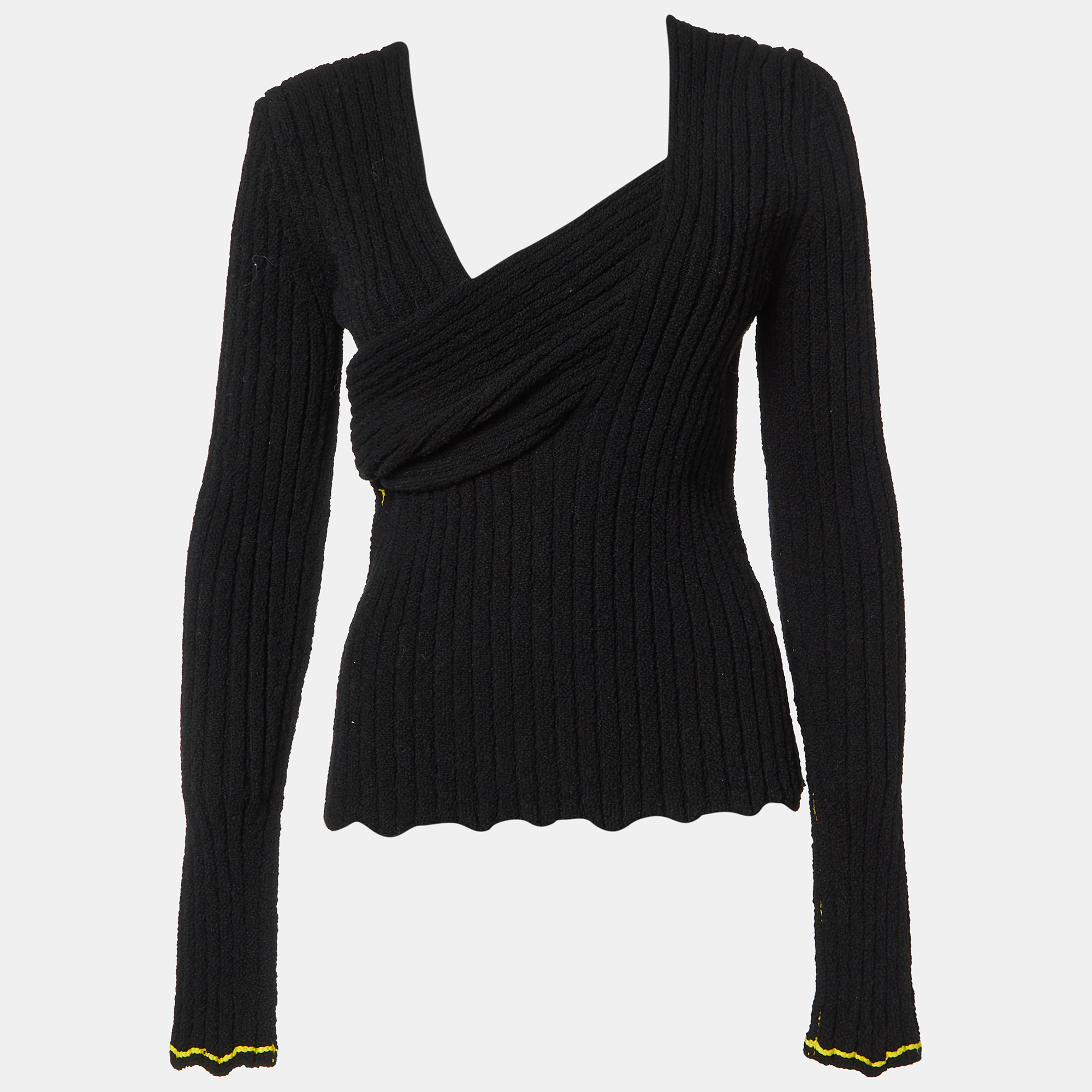 Bottega Veneta Black Rib Knit Cotton Full Sleeve Sweater M, Sweaters & Cardigans - Luxury Closet catalog