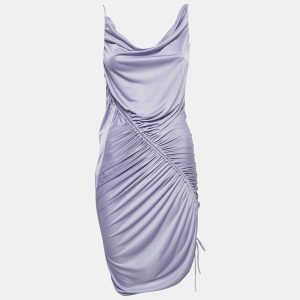 Bottega Veneta Purple Jersey Ruched Asymmetric Midi Dress XXS, Dresses - Luxury Closet catalog