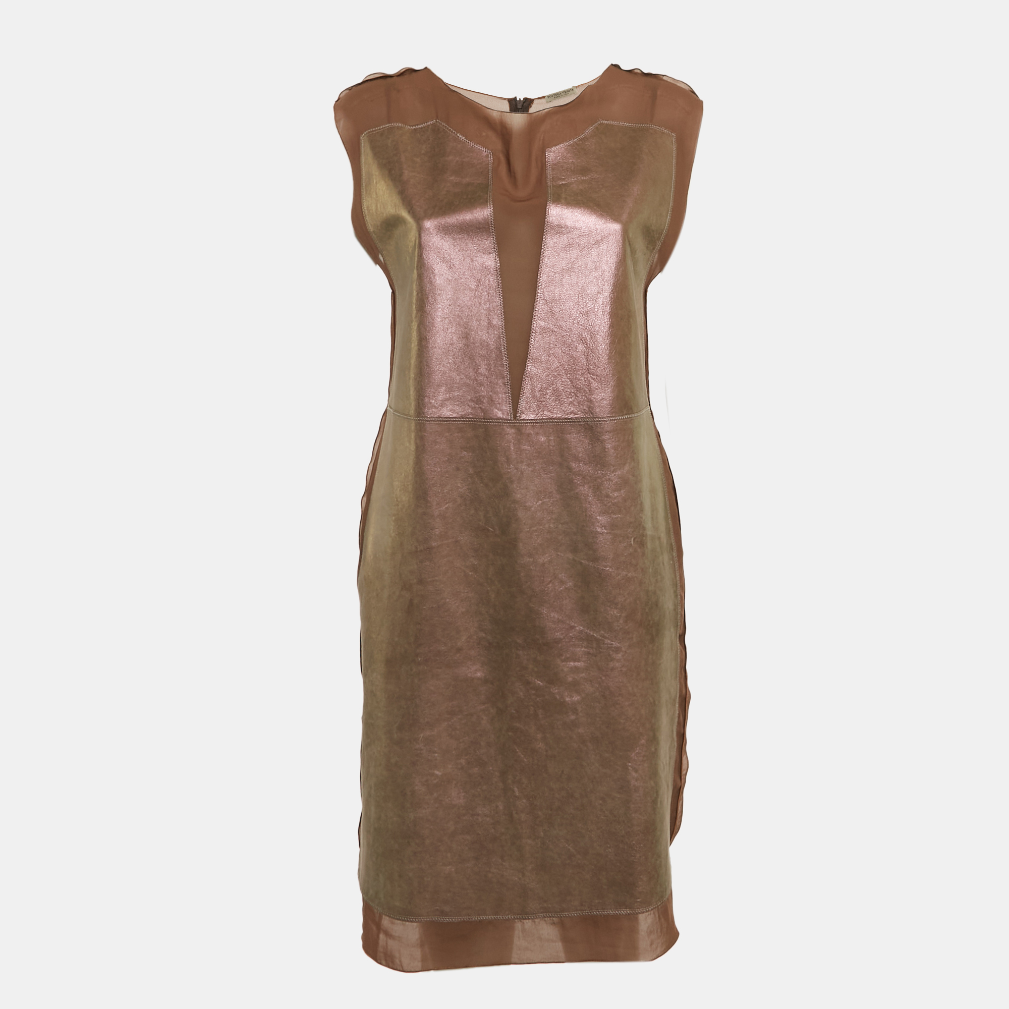 Bottega Veneta Brown Leather Round Neck Sleeveless Short Dress S, Dresses - Luxury Closet catalog