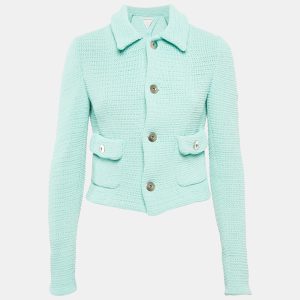 Bottega Veneta Mint Blue Patterned Cotton Blend Button Front Jacket L, Coats & Jackets - Luxury Closet catalog