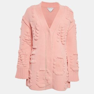Bottega Veneta Pink Patterned Knit Long Cardigan M, Sweaters & Cardigans - Luxury Closet catalog