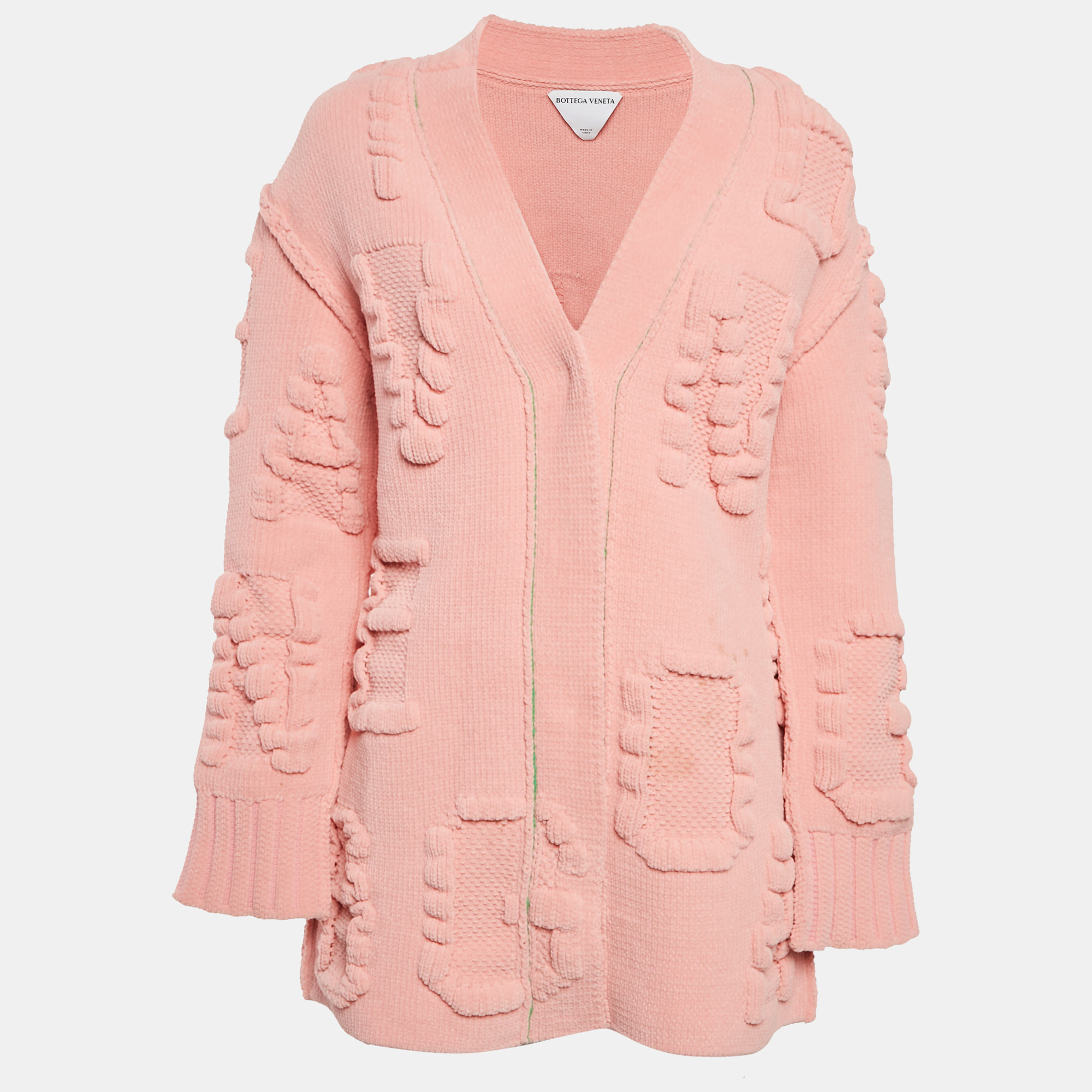 Bottega Veneta Pink Patterned Knit Long Cardigan M, Sweaters & Cardigans - Luxury Closet catalog