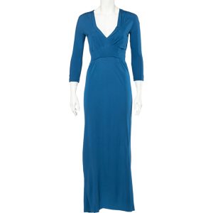 Bottega Veneta Blue Crepe V-Neck Long Sleeve Maxi Dress S, Dresses - Luxury Closet catalog