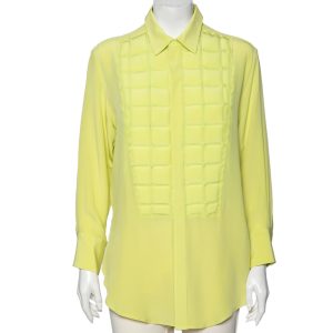Bottega Veneta Green Silk & Quilted Plastron Detailed Tuxedo Shirt M, Shirts & Tops - Luxury Closet catalog