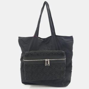 Bottega Veneta Black Canvas Shoulder Bag, Shoulder Bags - Luxury Closet catalog